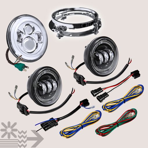 Faro LED de 7"/4.5" para Harley Davidson + Soporte de Montaje [Acabado Cromado] [HALO DRL] [4500/1440 LM] [Plug & Play] para Dyna Electra Glide Road King Softail Fatboy - Imagen 9