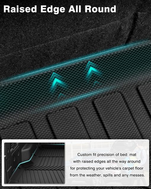 Tapete para cama de camion Mixsuper para Hyundai Santa Cruz 2022-2024, Compatible con cama de 4.3 pies, Protector de cama resistente a todas las condiciones climaticas de TPE duradero e inodoro en negro - Imagen 6