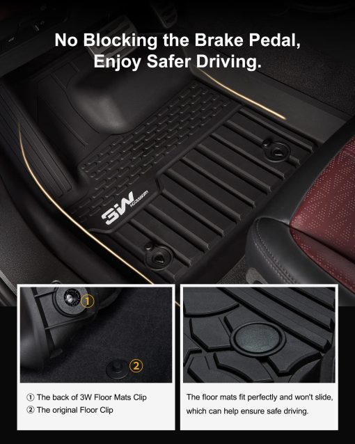 Tapetes para Piso Negro Duraderos de TPE de 3W, Ajuste Personalizado para Range Rover/Land Rover Evoque 2011-2019 (No para Convertible), Conjunto de Tapetes para Vehiculo Todo Clima de 1ra y 2da Fila - Imagen 4