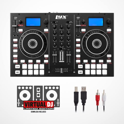 Controlador de DJ portatil de 2 decks LyxJam con pantalla LCD | Looping manual, USB, entrada de MIC, salida de grabacion, 16 pads de actuacion con software Virtual DJ LE incluido (descarga) - Imagen 6