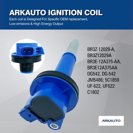 8PCS ARKAUTO BOBINA DE ENCENDIDO DE ALTO RENDIMIENTO ARK-IG622-B BR3Z-12029-A BR3Z12029A BR3E-12A375-AA BR3E12A375AA 5C1859 UF622 UF-622 DG542 DG-542 PARA Ford F-150 F150 Mustang 5.0L V8 - Imagen 4
