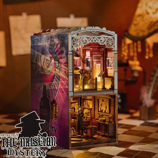 Kit de miniatura DIY Museo Misterioso con luces LED, Rompecabezas de madera 3D Libreria de Casa de Munecas Miniatura para estanteria, ideal para manualidades y decoracion del hogar, Perfectos kits de miniaturas para adultos - Imagen 3
