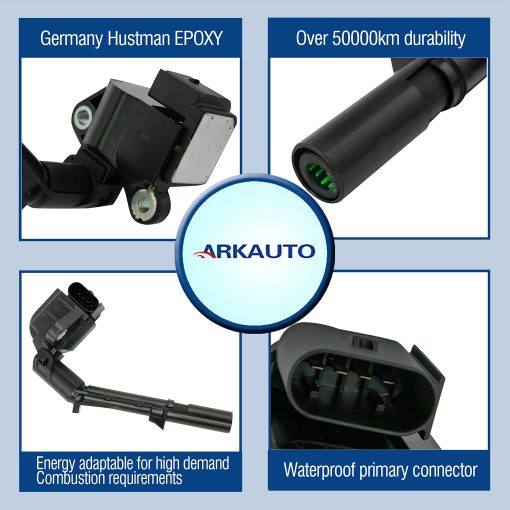 Conjunto de 4 bobinas de encendido ARKAUTO UF734 ARK-IG734 A2749061400 A2749060600 para Infiniti Mercedes Benz C300 C350e CLA250 E300 GLA250 GLC300 GLC350e Metris SLC300 SLK300 Sprinter 2500 2.0T M274 W203 W205 W213 - Imagen 2