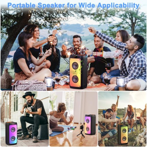 Maquina de Karaoke HWWR con 2 Microfonos Inalambricos, Altavoz Bluetooth Portatil para Adultos y Ninos, Sistema de Fiesta Grande con Luces de Discoteca para Reuniones, Subwoofers de Escenario, Los Mejores Regalos para Todos - Imagen 7