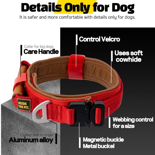 Collar Comodo, Collar acolchado de piel de vaca suave para perros de todas las razas, parche reflectante, hebilla metalica para perros grandes Mango de control facil (S, M, L) (S, Gris Claro) - Imagen 6