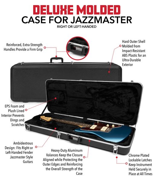Estuche Deluxe ABS Molded para Guitarras Jazzmaster de Gator Cases, Negro - Imagen 6