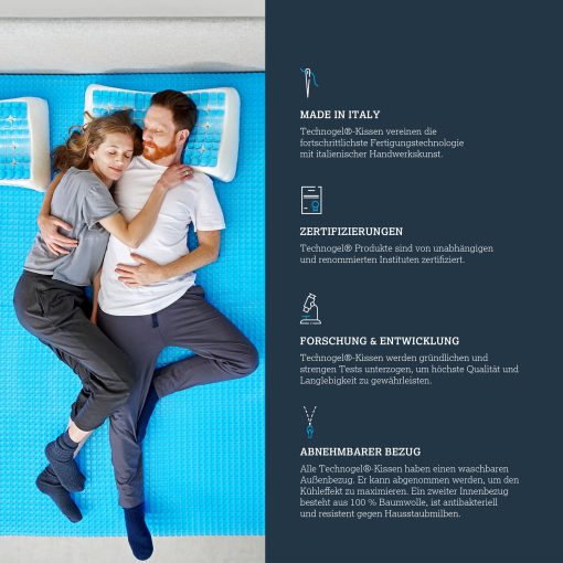 Almohada de Gel Refrigerante Technogel Deluxe - Alivio del Dolor de Cuello y Hombros, Espuma de Memoria Inodora, Sueño Fresco para Durmientes de Estomago y Espalda, Forma Estandar con Funda de Refrigeracion Lavable, Firmeza Media - Imagen 7
