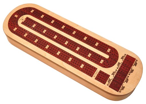 Tablero de Cribbage de Madera de 4 Pistas PALM ROYAL HANDICRAFTS Incrustado en Madera de Bloodwood y Maplewood con clavijas y cartas. Almacenamiento Disponible. Tablero de Cribbage de 4 Jugadores (15 x 5 Pulgadas) - Imagen 4