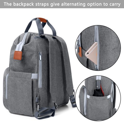Bolso para sacaleches LUXJA con bolsa para leche materna (para cuatro botellas de leche materna de 5 onzas), mochila para sacaleches con compartimentos para la bolsa enfriadora y portatil (Adecuada para madres trabajadoras), color gris - Imagen 5