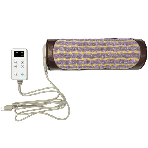 Almohada de Refuerzo Calentada con Infrarrojos Lejanos HealthyLine - Forrada con Piedras Preciosas de Amatista Triturada - Soporte Lumbar - 17 x 5.5 x 3 pulgadas