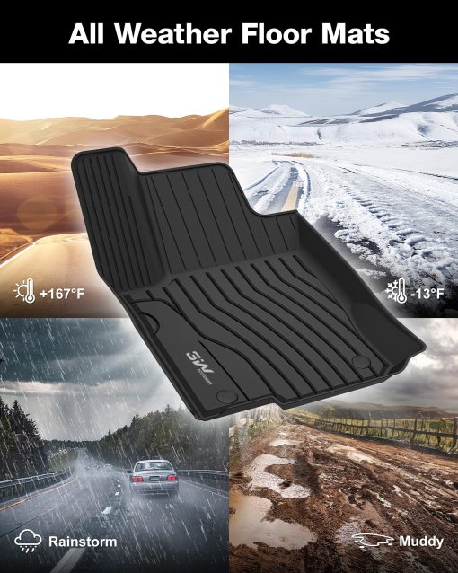 Tapetes para piso 3W Fit para Benz ML/GL/GLE/GLS Series 2012-2019, Tapete a medida para todas las condiciones climaticas para la primera y segunda fila de carros, Negro - Imagen 7
