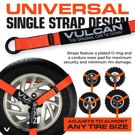 VULCAN Correa de Amarre para Automovil con Ganchos Retractiles - Estilo Lasso - 2 Pulgadas x 96 Pulgadas - Paquete de 4 - Serie PRO - Capacidad de Trabajo Segura de 3,300 Libras - Imagen 4