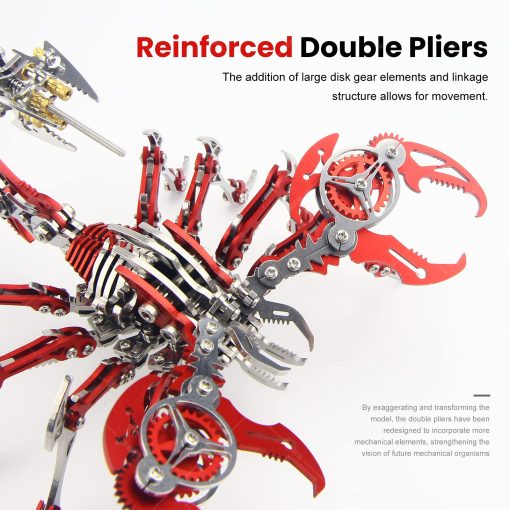 Rompecabezas metalico 3D del escorpion OVIMUM, kit de escorpion rey DIY de acero inoxidable, decoracion de modelo ensamblado a mano, rompecabezas para adultos/adolescentes (rojo) - Imagen 3