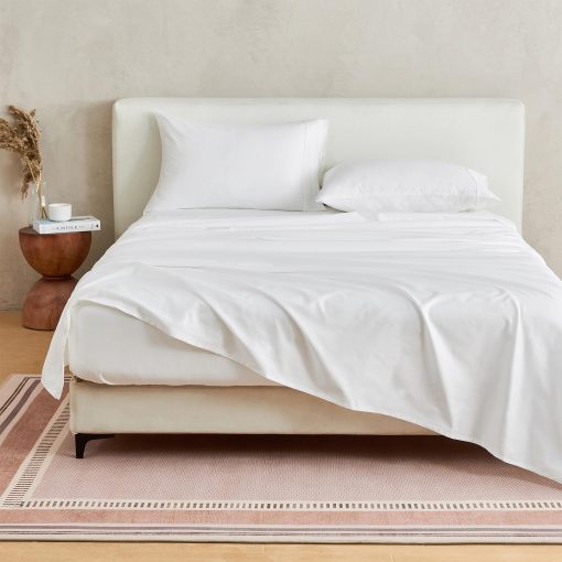 Juego de Sabanas King Size 100% Algodon Sateen de Great Bay Home - 4 Piezas 15" Bolsillo Profundo Sabanas Blancas con Fundas de Almohada - Suave Tejido Sateen, lujoso Set de Ropa de Cama de 400 Hilos (King, Blanco) - Imagen 3