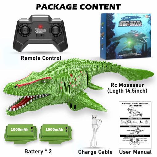 HScopter Dinosaurio de Control Remoto, Barco RC de Juguetes de Agua con Modulo de Luz y Baterias para Piscina Lago Bano Fiesta de Cumpleanos Ninos Ninas - Imagen 6