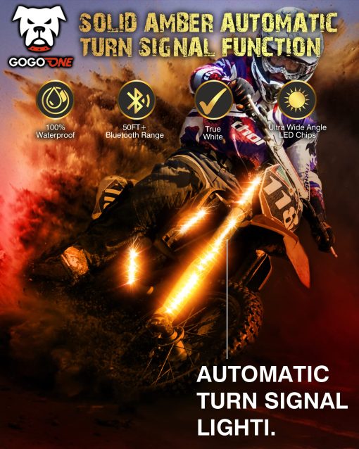 Kit de 12PCs de Tiras de Luces de LED para Motocicletas GOGOONE con Control de Senal de Giro y Freno con APP/IR/RF, Sincronizacion de Musica Multicolor RGB Iluminacion de Atmosfera Neon Resistente al Agua 12V - Imagen 5