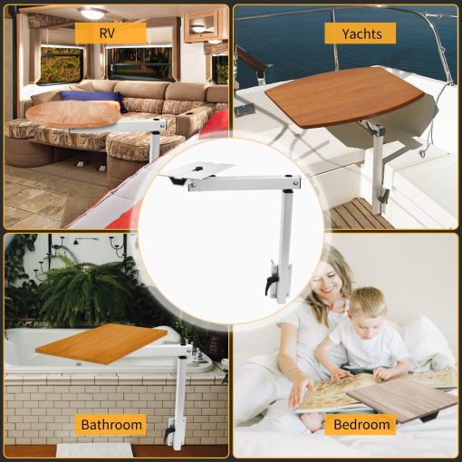 Pata de Mesa Desmontable Virego para Accesorios de RV, Pata de Mesa de Ordenador Portatil de Aleacion de Aluminio con Rotacion de 360 Grados, Pata de Mesa Ajustable en Altura para Caravanas, Autocaravanas, Yates, Facil de Instalar - Imagen 6