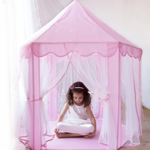 Carpa de Castillo de Princesa para Ninas, Rosa Ninas Casa de Juguete Interior, Cumpleanos para Ninas Pequenas de 3 a 7 Anos, Carpa de Juego para Ninas de 3 a 10 Anos - Imagen 4