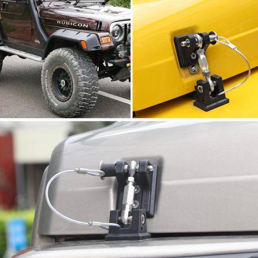 BESTAOO TJ Hood Latches, Kit de cerraduras para capo para Jeep Wrangler TJ 1997-2006, Elimina el aleteo del capo, 1 par - Imagen 6