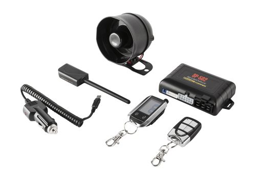 Alarma de combinacion de 2 vias con pantalla LCD, entrada sin llave y sistema de arranque remoto Crimestopper SP-502 con control remoto recargable