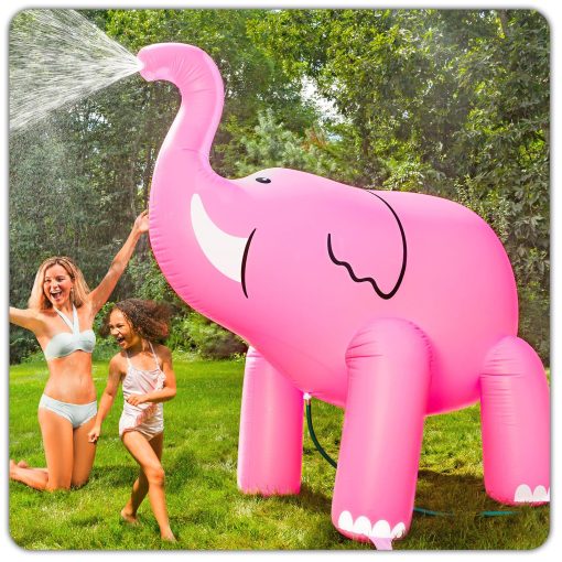 Aspersor Inflable de Patio para Ninos Elefante Rosa Gigante de BigMouth Inc. - Aspersor Inflable, Facil de Limpiar, Inflar/Desinflar, Transportar y Almacenar