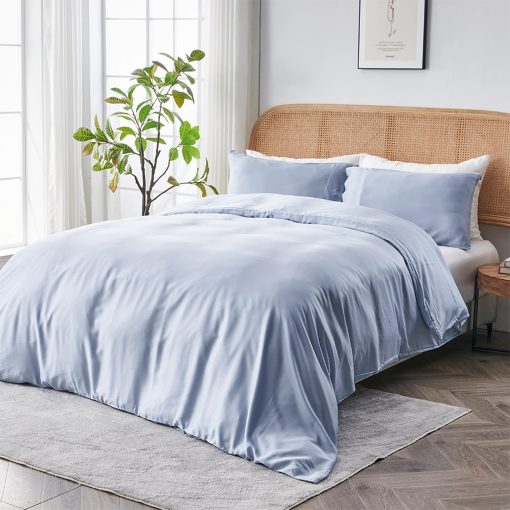 SIJO Funda de Edredon AiryWeight Tencel, 100% Lyocell Derivado del Eucalipto, Super Suave, Mejores Sabanas de Enfriamiento por Architectural Digest (Cielo, Full/Queen 90"x90")