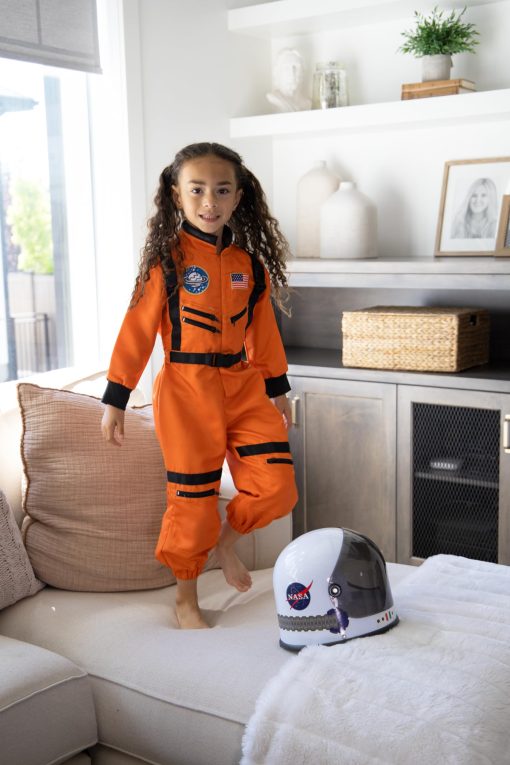 Disfraz de Astronauta Naranja Little Adventures - Disfraz de Juego y Fiesta Lavable a Maquina para Ninos (MEDIANO 3-5 AnOS) - Imagen 5