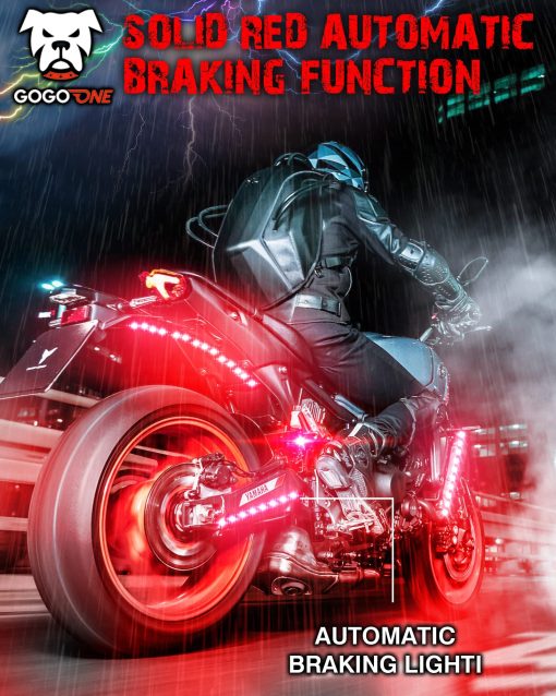 Kit de 12PCs de Tiras de Luces de LED para Motocicletas GOGOONE con Control de Senal de Giro y Freno con APP/IR/RF, Sincronizacion de Musica Multicolor RGB Iluminacion de Atmosfera Neon Resistente al Agua 12V - Imagen 4