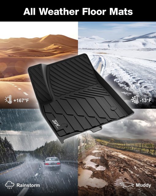 3W Tapetes para piso compatibles con Cadillac XT5 2016-2024 Accesorios a medida para Cadillac XT5 Tapete Todo Clima TPE para Cadillac XT5 Juego completo de tapetes para automovil para la 1ra y 2da fila Negro - Imagen 5