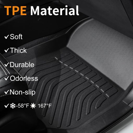 Tapetes Personalizados Todo Clima Binmotor para Volkswagen Atlas (6 asientos en cubo) 2018-2025, Juego Completo de 3 Filas de Tapetes para Automovil Material TPE, Accesorios Automotrices Negro Atlas - Imagen 4