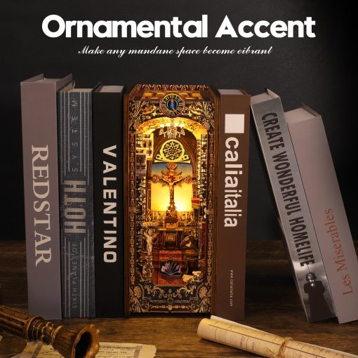 Kit de Libreria DIY Musegdn con Luces LED - Rompecabezas de Madera en 3D para Rincones de Libros, Kits de Rincones de Libros para Adultos y Adolescentes, Decoracion de Miniaturas para Estantes - Imagen 4