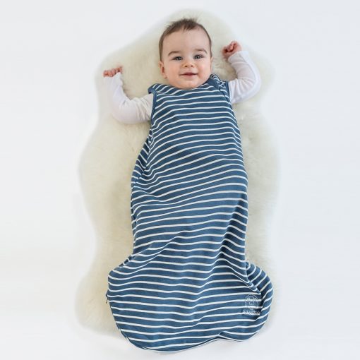 Saco de dormir para bebe Woolino de lana merina y algodon organico - Saco para dormir basico de 4 estaciones para bebe - Saco de dormir con cremallera bidireccional para bebe y nino pequeno - 18-36 meses - Azul marino - Imagen 3