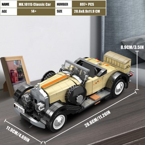 Mould King 10115 Kits de Construccion de Autos Clasicos, Modelo de Auto Vintage, Set de Bloques de Construccion, Regalo para Ninos de 8+ / Coleccionistas Adultos (897+ Piezas, Version Estatica) - Imagen 5