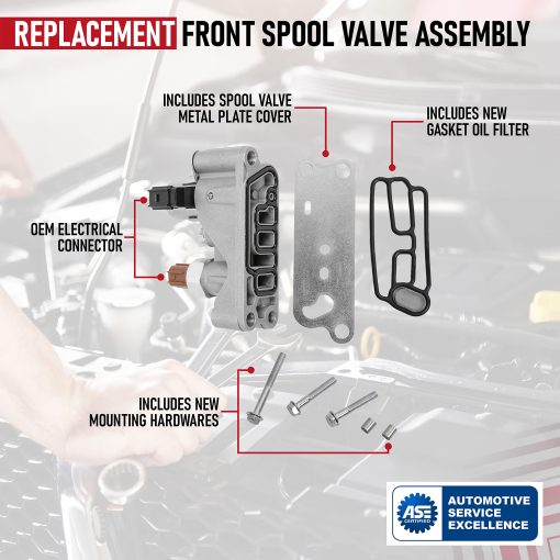 Conjunto de Solenoide de Valvula de Espoleta Delantera - Compatible con Vehiculos Honda - 2008-2017 - Accord, Accord Crosstour, Odyssey, Pilot - Reemplaza 15810-R70-A03, 15810-R70-A04 - Control de Tiempo de Valvula Variable del Motor - Imagen 4