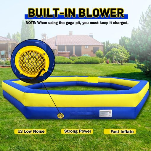 WARSUN 20FT Gaga Ball Pit Inflable con Potente Soplador, Cancha de Gagaball Portatil para Actividades Familiares Escolares y al Aire Libre Juegos Deportivos Inflables - Imagen 4