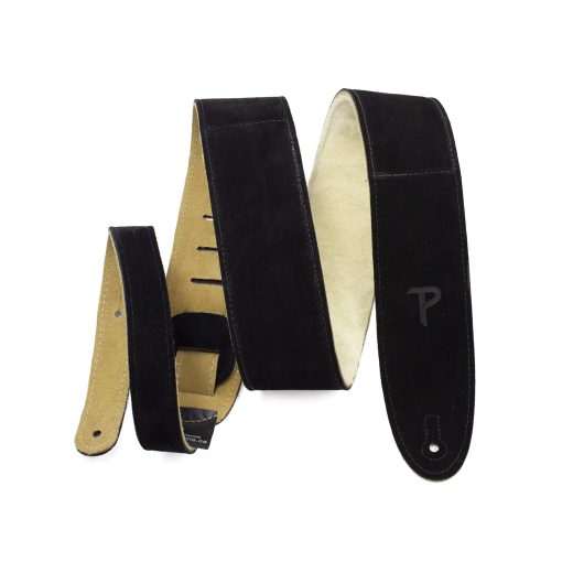 Correa de Guitarra de Gamuza con Almohadilla de Piel de Oveja, Negra, Anti-Deslizante, Clasica, Apta para Todos los Niveles, Extra Larga, de 41" a 56" Pulgadas, Compatible con Todos los Sistemas de Bloqueo de Botones