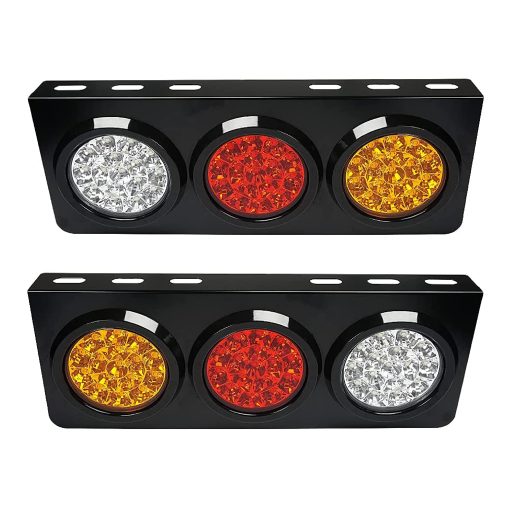 GAMA AUTOPARTS Kit de Barra de Luces LED para Remolque Kit de 2 Unidades Base de Soporte de Hierro Impermeable 4 Pulgadas Luces Traseras de Remolque LED para Camion RV Camioneta Plana Claro Amarillo Verde Blanco