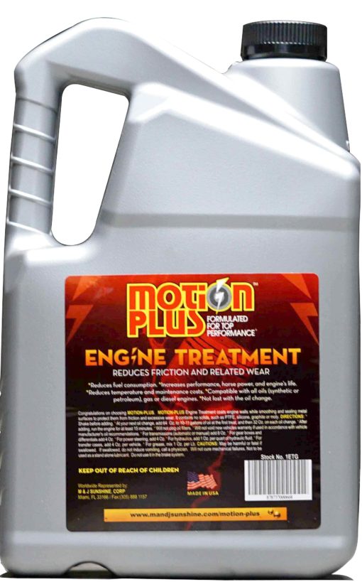 Tratamiento para Motor Motion Plus/Metal Treatment/Super Lubricante/Heavy Duty/Anti Friction/Tratamiento Metalico para Motores/Lubricante/EP/Automotriz/Carros/ 1 galon EE.UU