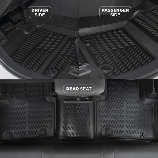 Tapetes para piso Flangooz compatibles con modelos Toyota RAV4 para 2019 2020 2021 2022 2023 2024, Tapetes para piso resistentes al clima, Accesorios para RAV4, Tapetes de auto personalizados impermeables de material TPE (juego de 4) - Imagen 4