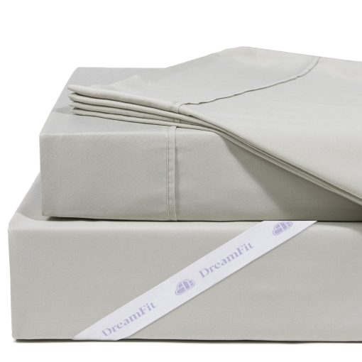 Juego de sabanas DreamFit DreamChill de bambu viscosa refrigerante para durmientes calientes con correas elasticas en las esquinas de 20 pulgadas de bolsillo extra profundo transpirables sedosas suaves 100% fabricadas en EE. UU. Juego de sabanas Queen Sage