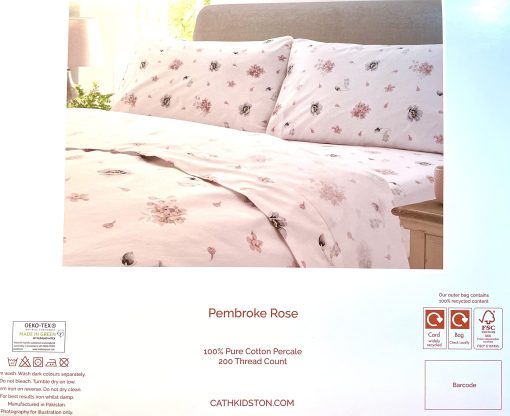 Set de Sabanas Floral Tamano Queen Cath Kidston en Algodon Percale Frambuesa - Imagen 2