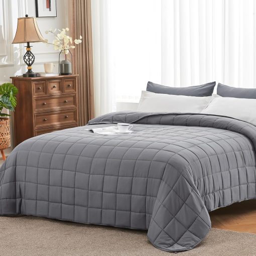 Manta ponderada para adultos (20 lbs, tamano King de 88"x104") - Manta pesada refrigerante y transpirable para 130-220 lbs con cuentas de vidrio premium - Manta gruesa y suave para dormir comodamente en cualquier temporada - Gris
