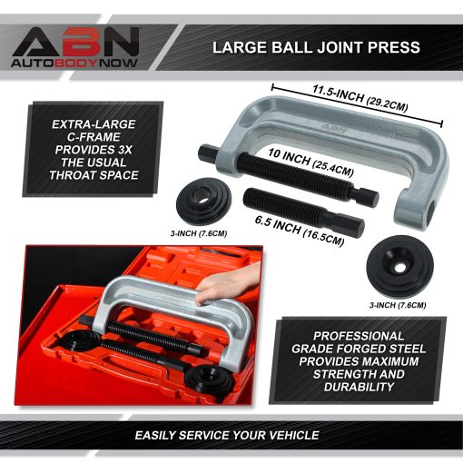 Kit de Prensa de Rotulas Extra Grande ABN - Kit de Prensa de Cojinete de Rueda - Herramienta Universal de Separador de Rotulas y Adaptadores de Extraccion - Imagen 2
