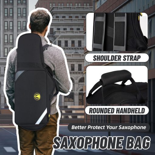 Estuche para saxofon alto TianChunyue? Mochila para saxofon alto Bolsa impermeable y a prueba de presion para saxofon Alto con bandolera Funda rigida especial para acompanamiento Accesorios de transporte acolchado (Negro) - Imagen 2