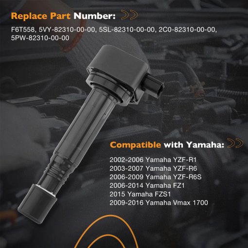 Paquete de 4 Bobinas de Encendido Compatible con Yamaha 2003-2007 YZF R6| 2002-2006 YZF R1| 2006-2014 FZ1 y Mas Sustituye# F6T558, 5VY-82310-00-00 - Imagen 3