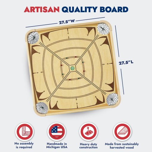 Juego de Mesa Carrom - Juego de Tablero Grande para Adultos y Niños - Mas de 100 Juegos de Mesa para Noche de Juegos en Familia - Todo en un Juego de Mesa - Imagen 6