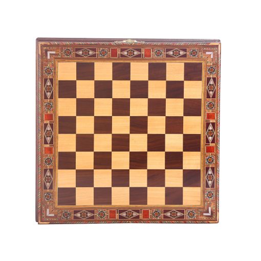 Ajedrez de metal de cobre antiguo del Ejercito Britanico Medieval para adultos, piezas hechas a mano y tablero de ajedrez de madera solida natural con diseno de perlas alrededor del tablero y almacenamiento dentro del rey 2,75 pulgadas - Imagen 5
