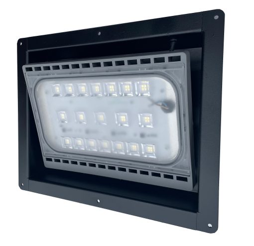 Luz LED para remolque de carga, toy hauler, exterior, empotrada, con foco de inundacion LED de 110V AC (Negro)