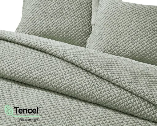 Juego de Edredon de Tencel Lyocell 100% Queen Size - Eucalipto y Diamante Costura Suave y Transpirable 250GSM Relleno de Algodon Ropa de Cama para Todas las Estaciones - Imagen 6