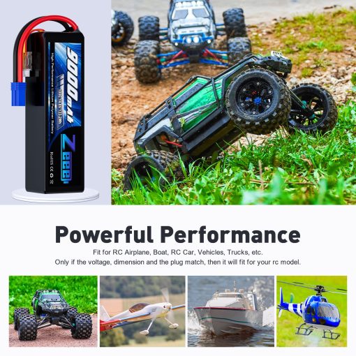 Bateria Zeee 4S Lipo 9000mAh 14.8V 100C Estuche Blando RC Bateria Conector EC5 con Placas Metalicas para Coche RC Camion Tanque Modelos de Carreras (Pack de 2) - Imagen 5
